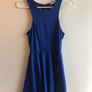 LUSH Royal Blue High Neck Sleeveless A-Line Dress